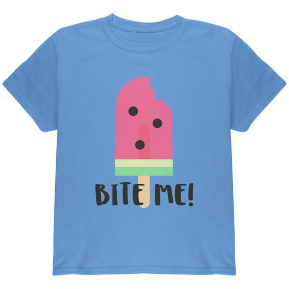 Summer Sun Ice Pop Watermelon Bite Me Youth T Shirt Carolina Blue YSM