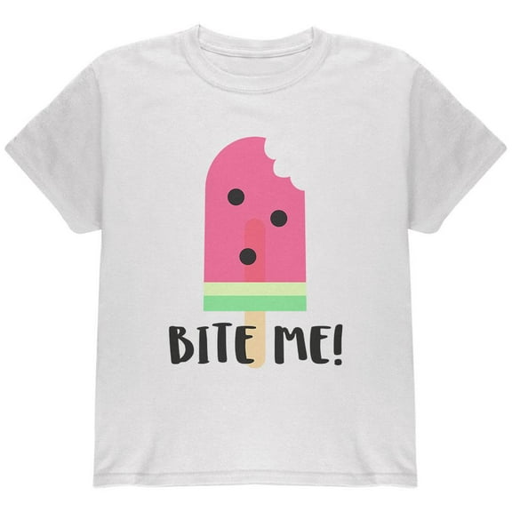 Summer Sun Ice Pop Watermelon Bite Me Youth T Shirt White YMD