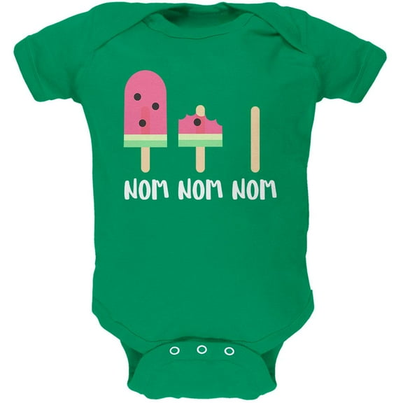 Summer Sun Ice Pop Watermelon Nom Nom Nom Soft Baby One Piece Kelly Green 18 Month