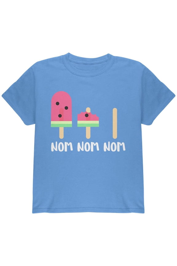 Summer Sun Ice Pop Watermelon Nom Nom Nom Youth T Shirt Carolina Blue YMD