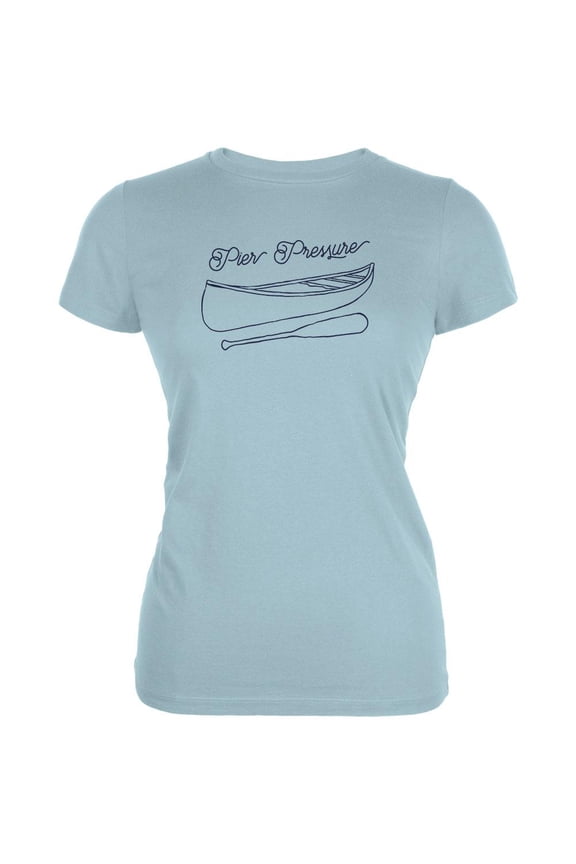Summer Sun Pier Pressure Canoe Drawing Juniors Soft T Shirt Light Aqua X-LG
