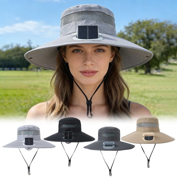 Summer Sun Protection Fisherman's Hat with Fan Solar Powered USB Rechargeable Multi-Functional