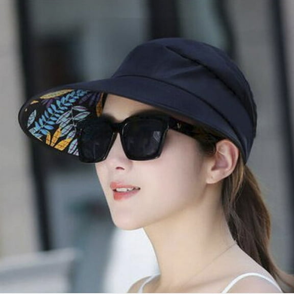 Summer Sun Protection Folding Sun Hat For Women Wide Brim Cap Ladies Beach Visor Hat Girl Holiday UV Protection Sun Hat Sun Hats Women Summer Hat Outdoor Wide Large Brim Cap Beach Visor Caps Foldable