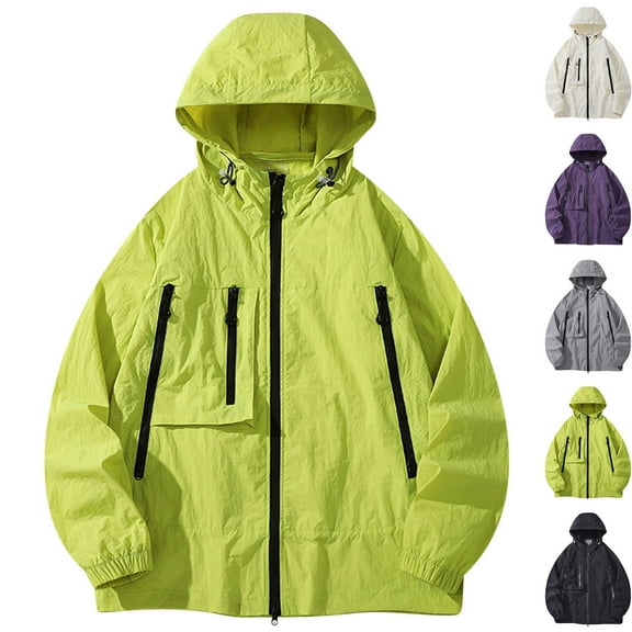 Summer Sun Protection Jacket for Mens Big and Tall Hooded Long Sleeve Lightweight Hoodies Coats with Pockets Summer Casual Sun Shirts for Fishing Hiking Running