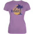 thumbnail image 1 of Summer Sun Relax Palm Tree Juniors Soft T Shirt Dusty Violet MD, 1 of 1