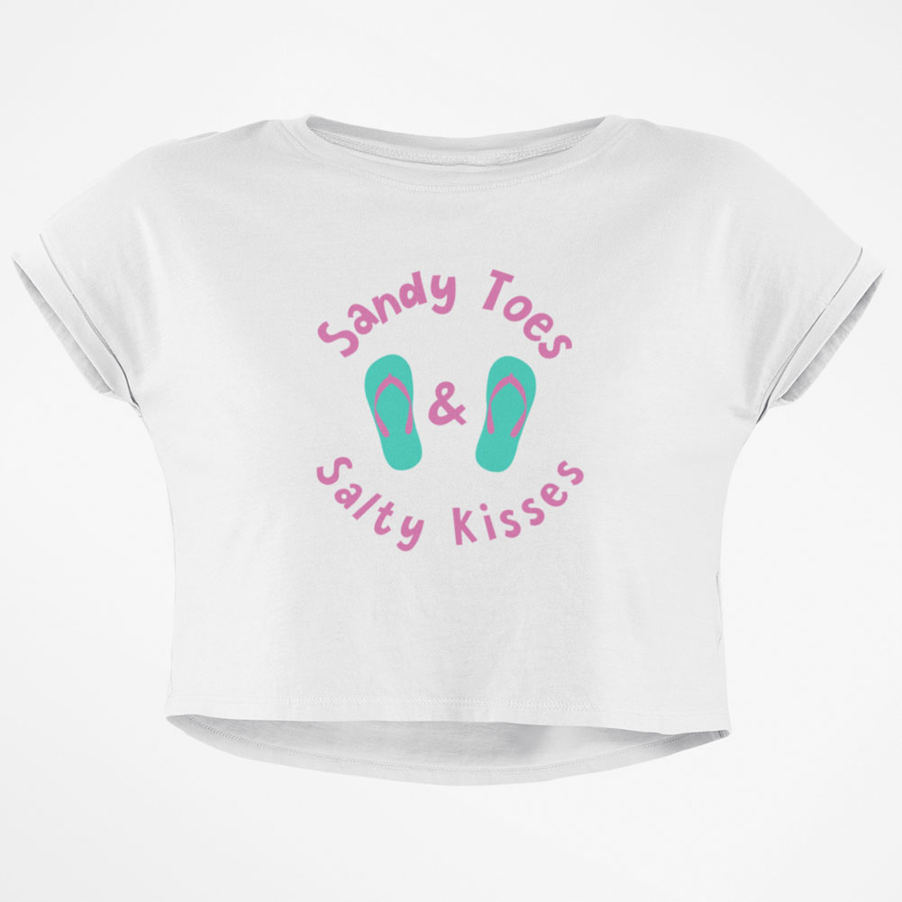Summer Sun Sandy Toes and Salty Kisses Junior Boxy Crop Top T Shirt - image 1 of 1