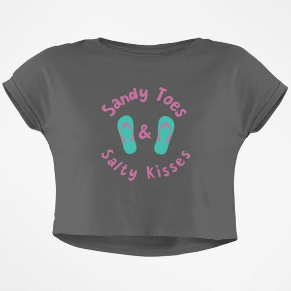 Summer Sun Sandy Toes and Salty Kisses Junior Boxy Crop Top T Shirt
