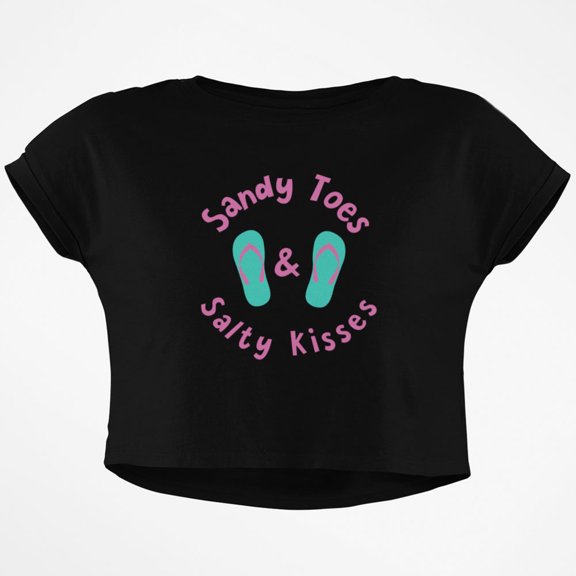 Summer Sun Sandy Toes and Salty Kisses Junior Boxy Crop Top T Shirt