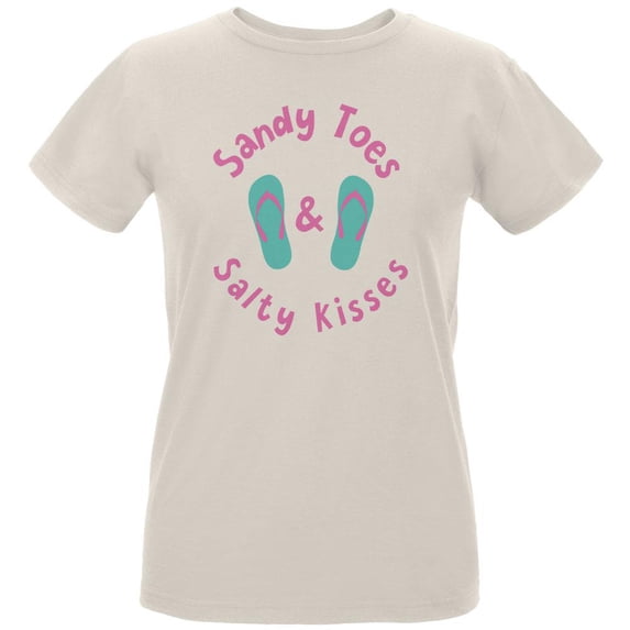 Summer Sun Sandy Toes and Salty Kisses Womens T Shirt Natural MD