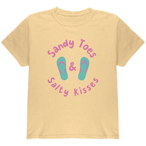 Summer Sun Sandy Toes and Salty Kisses Youth T Shirt Yellow Haze YLG