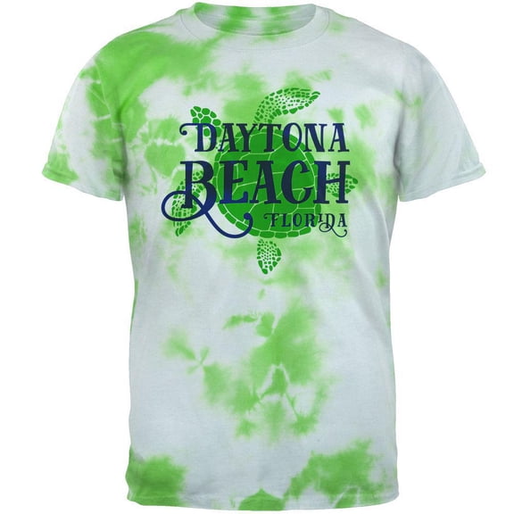 Summer Sun Sea Turtle Daytona Beach Mens T Shirt Lightning Green Tie Dye MD
