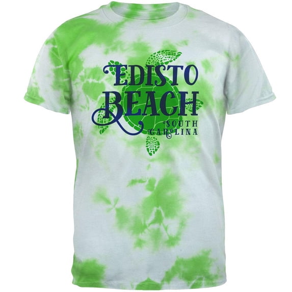 Summer Sun Sea Turtle Edisto Beach Mens T Shirt Lightning Green Tie Dye MD