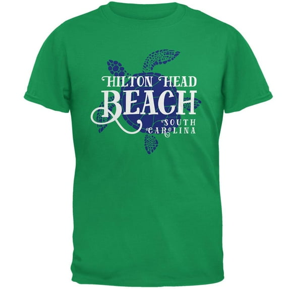Summer Sun Sea Turtle Hilton Head Beach Mens T Shirt Irish Green LG