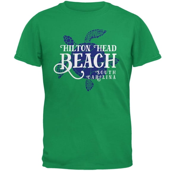 Summer Sun Sea Turtle Hilton Head Beach Mens T Shirt Irish Green X-LG
