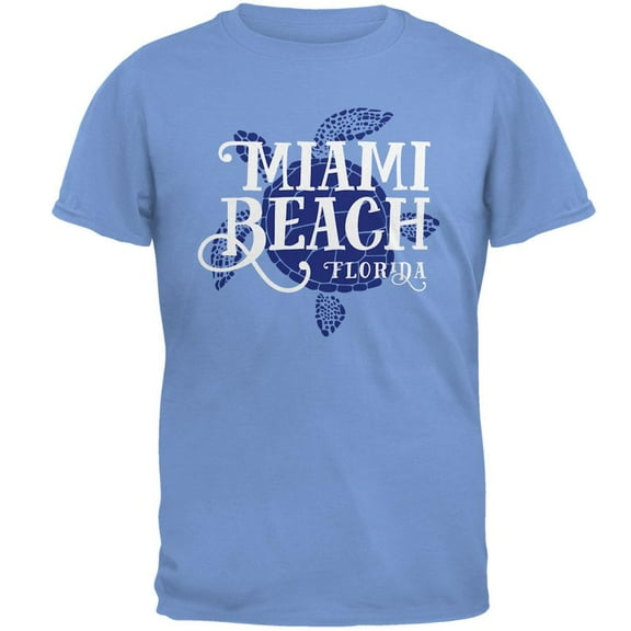 Summer Sun Sea Turtle Miami Beach Mens T Shirt Carolina Blue MD