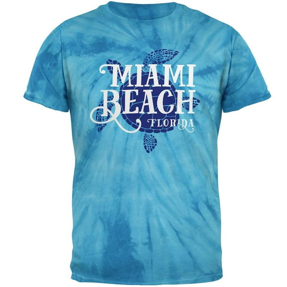 Summer Sun Sea Turtle Miami Beach Mens T Shirt Pinwheel Blue Tie Dye X-LG