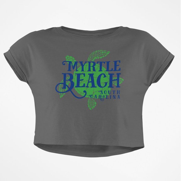 Summer Sun Sea Turtle Myrtle Beach Junior Boxy Crop Top T Shirt
