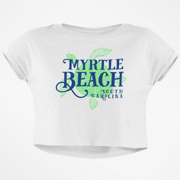 Summer Sun Sea Turtle Myrtle Beach Junior Boxy Crop Top T Shirt