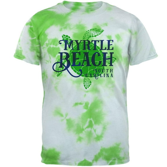 Summer Sun Sea Turtle Myrtle Beach Mens T Shirt Lightning Green Tie Dye MD