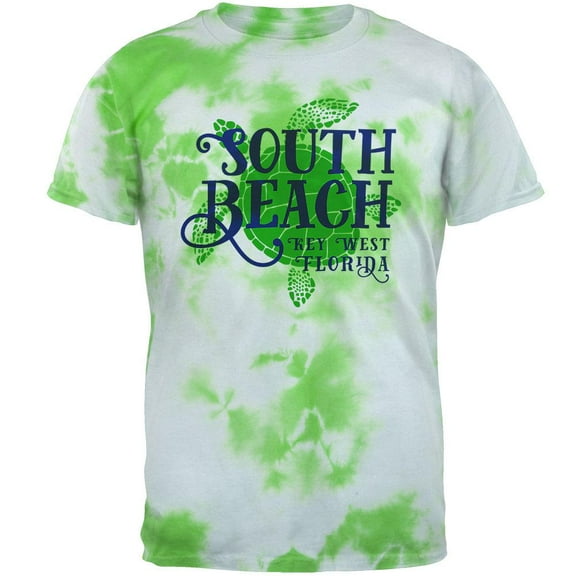 Summer Sun Sea Turtle South Beach Key West Mens T Shirt Lightning Green Tie Dye 2XL