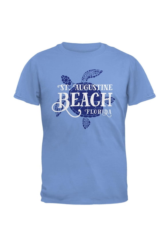 Summer Sun Sea Turtle St. Augustine Beach Mens T Shirt Carolina Blue MD