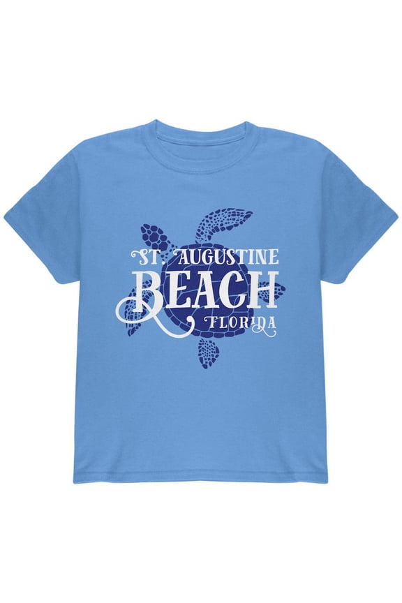 Summer Sun Sea Turtle St. Augustine Beach Youth T Shirt Carolina Blue YMD