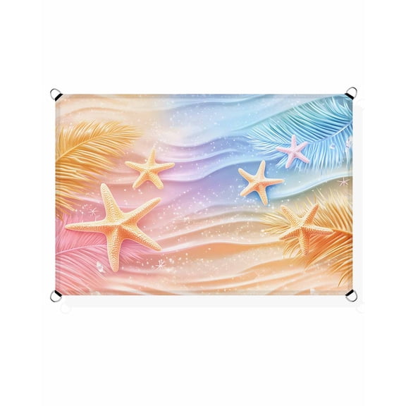 Summer Sun Shade Sail 8'X10' Yellow Romantic Starfish Plant UV Block Outdoor Sail Shades Breathable Waterproof Rectangular Sunshade for Patio Garden Pool Pergola Porch