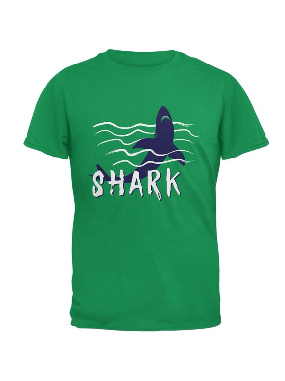 Summer Sun Shark Rising Waves Mens T Shirt Irish Green LG