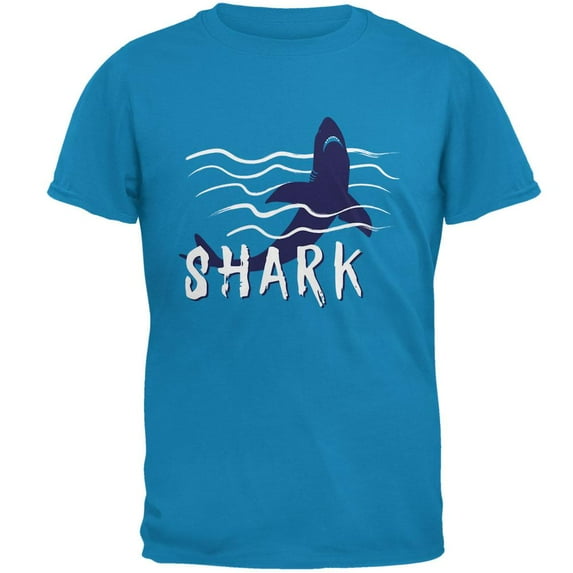 Summer Sun Shark Rising Waves Mens T Shirt Sapphire MD