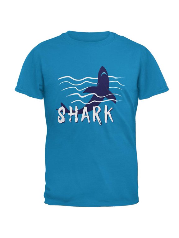 Summer Sun Shark Rising Waves Mens T Shirt Sapphire SM