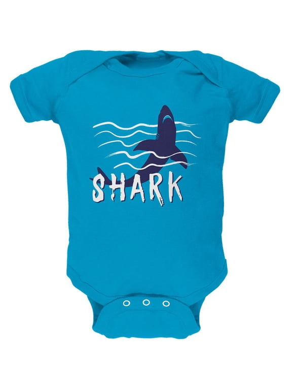 Summer Sun Shark Rising Waves Soft Baby One Piece Turquoise 9-12 M