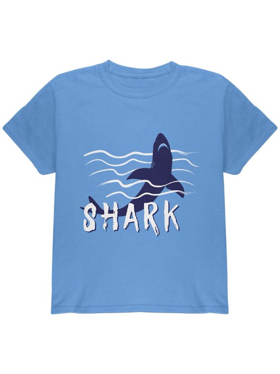 Summer Sun Shark Rising Waves Youth T Shirt Carolina Blue YMD