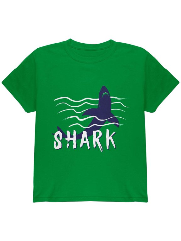 Summer Sun Shark Rising Waves Youth T Shirt Irish Green YLG