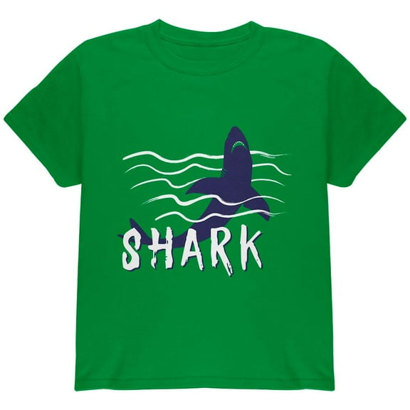 Summer Sun Shark Rising Waves Youth T Shirt Irish Green YXL