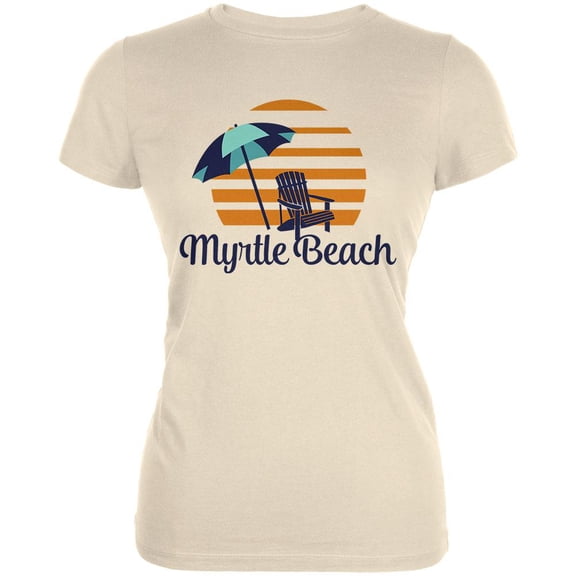 Summer Sun Sunset Myrtle Beach Juniors Soft T Shirt Cream X-LG