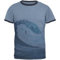 thumbnail image 1 of Summer Sun Surfer Pipeline Mens Ringer T Shirt Heather Blue-Navy MD, 1 of 1