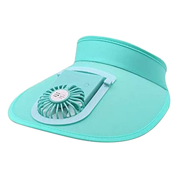 Summer Sun Visor Hat USB Charging Big Eaves Outdoor Summer With Fan Hat Men And Women Sun Hat Parent-child Sun Hat (Light Blue)