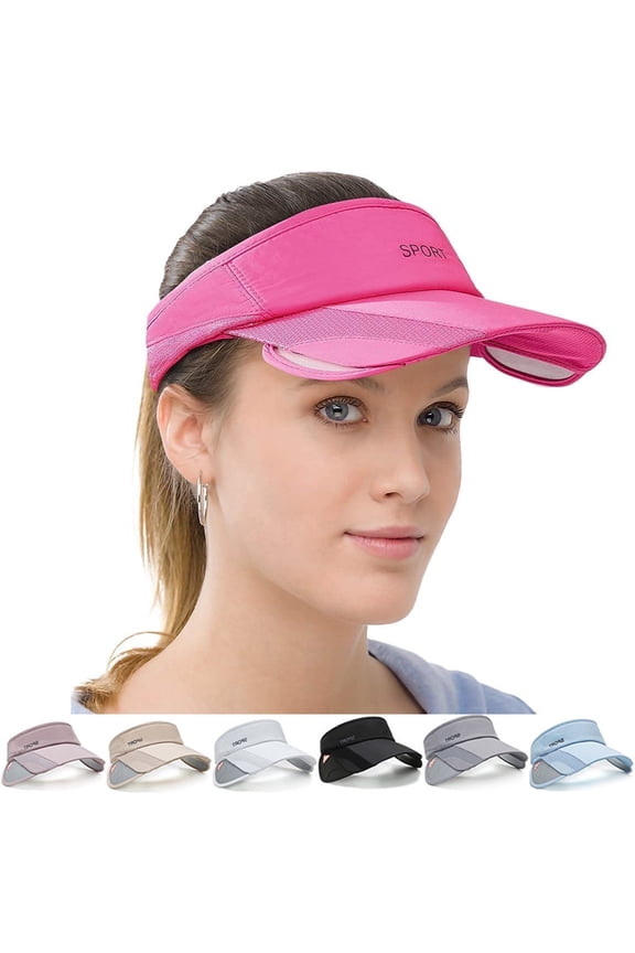 Summer Sun Visor Hat - Women Adjustable Golf Cap with Retractable Brim, UV Protection Beach/Tennis Sport Hat