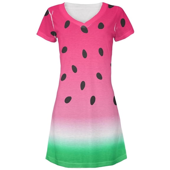 Summer Sun Watermelon Ombre Costume All Over Juniors Beach Cover-Up Dress Multi MD