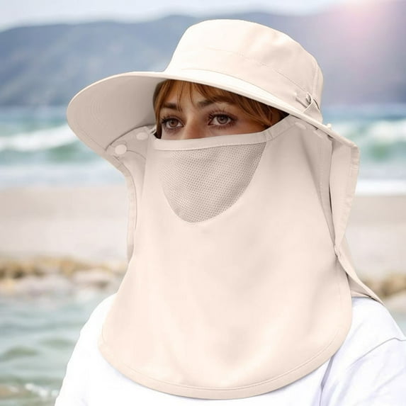 Summer Sun Wide Brim Hat With Cape For Women Desert Hat Mens Floppy Hat Summer Evaporating Hat Large Visors for Women Pool Caps for Women Shelter Hat Calf Hair Hat Baseball Mesh Hats for Men Travel