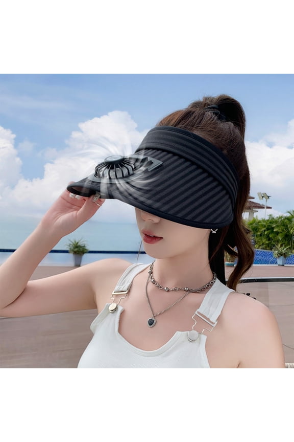 Summer Sun-proof Essentials Cooling Hat with Built-in USB Fan - Adjustable Sun Hat with 3-Speed Quiet Fan, Moisture-Wicking Design for Beach/Outdoor/Work
