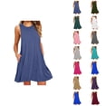 thumbnail image 1 of Summer Sundresses for Women Sleeveless Crewneck Loose A Line Flowy Knee Length Dress Beach Vacation Dress, 1 of 5
