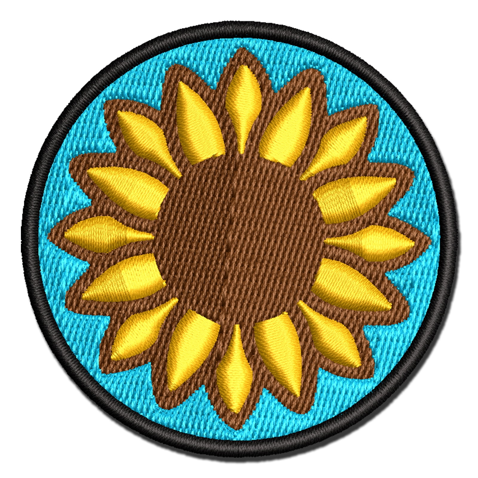 Summer Sunflower Applique Multi-Color Embroidered Iron-On Patch - 3.5 Inch Large
