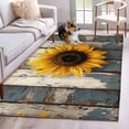 thumbnail image 1 of Summer Sunflower Area Rugs 3x5 ft Watercolor Flowers Wood Grain Washable Rug Non Slip Indoor Carpet Absorbent Floor Mat for Living Room Bedroom Dining Room, 1 of 9