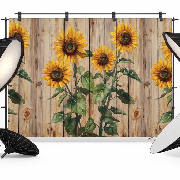Summer Sunflower Backdrop for Photography,Fabric Photo Background Backdrop,Vintage Rustic Flowers Botanical Photo Booth Background for Portrait Photoshoot Video Wedding Studio Decoration Banner 8x6ft
