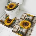 thumbnail image 1 of Summer Sunflower Bathroom Rugs Set Vintage Flowers Watercolor Wood Grain Non Slip Absorbent Soft Bath Mats 3 Piece Set with Bathroom Rug, U-Shaped Floor Mat, Toilet Seat Cover Large Size, 1 of 9