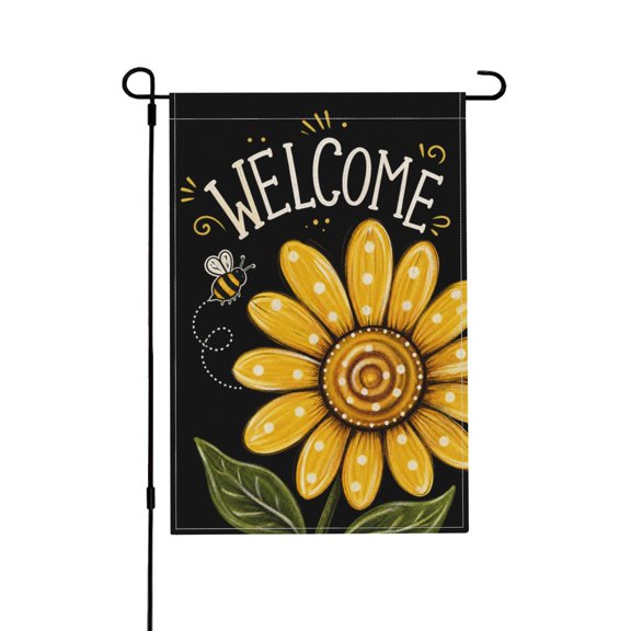 Summer Sunflower Bee Garden Flag Yellow Floral Seasonal Outdoor Yard Decoration 12x18 in