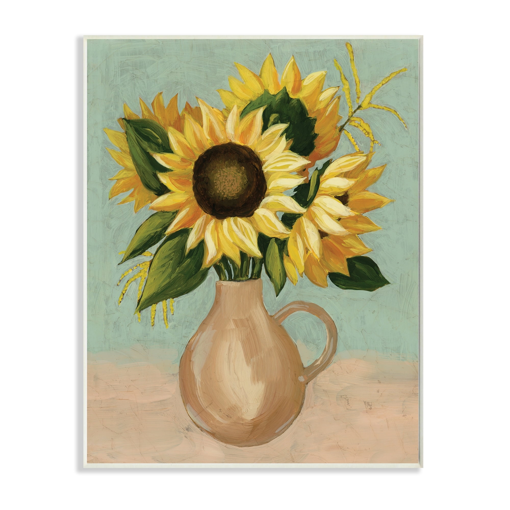 Stupell Industries Summer Sunflower Bouquet in Brown Country Pitcher,13 x 19,Designed by Grace Popp