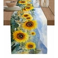 thumbnail image 1 of Summer Sunflower Burlap Cotton Table Runner 13x70 Inches Long, Spring Pastoral Retro Mountain Floral Farmhouse Table Runners, Outdoor Dining Tablecloths Decor for Baby Shower/Party/Wedding, 1 of 6