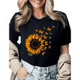thumbnail image 1 of Summer Sunflower Butterfly Graphic Tees Womans T shirt Shirts Black White S-5XL Tops, 1 of 4